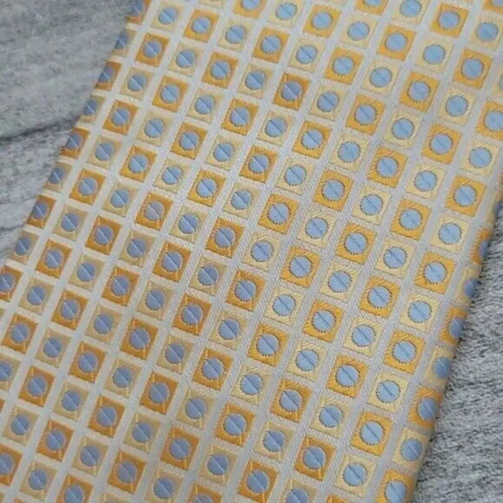 Umo Lorenzo Italy Yellow & Blue Geometric Men's Classic Necktie